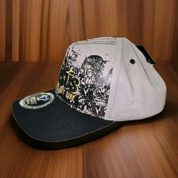 Top Level Jesus Saved My Life  Snapback Hat Black Rhinestones Gray Christian Cap - Picture 2 of 6